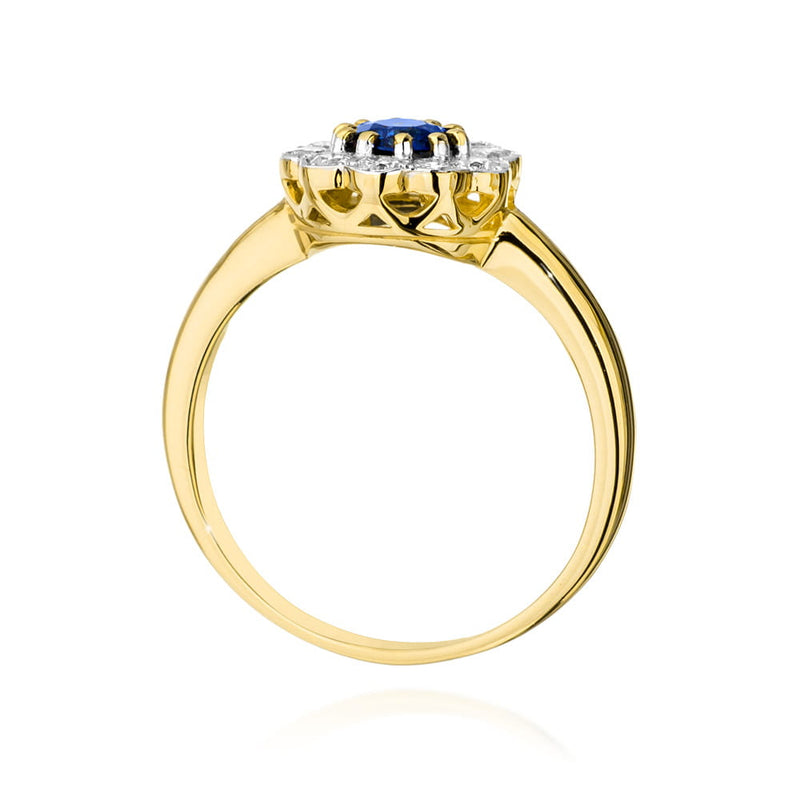 Inel Aur 9K cu Safir 0.50 ct si Diamante Naturale 0.30 ct, imaginea 3 din 6
