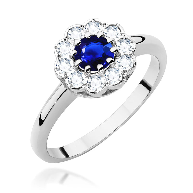 Inel Aur 9K cu Safir 0.50 ct si Diamante Naturale 0.30 ct, imaginea 4 din 6