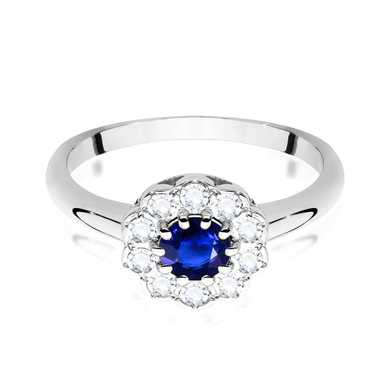 Inel Aur 9K cu Safir 0.50 ct si Diamante Naturale 0.30 ct, imaginea 5 din 6
