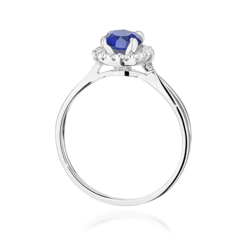 Inel Aur 9K cu Safir 1.00 ct si Diamante Naturale 0.08 ct, imaginea 7 din 8