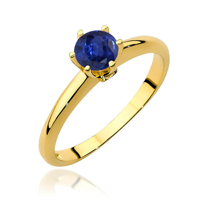 Inel Aur 9K cu Safir 0.50 ct si Diamante Naturale 0.04 ct — Aur galben