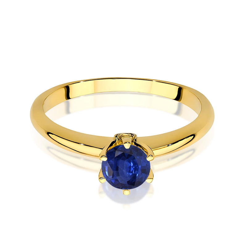 Inel Aur 9K cu Safir 0.50 ct si Diamante Naturale 0.04 ct, imaginea 2 din 8