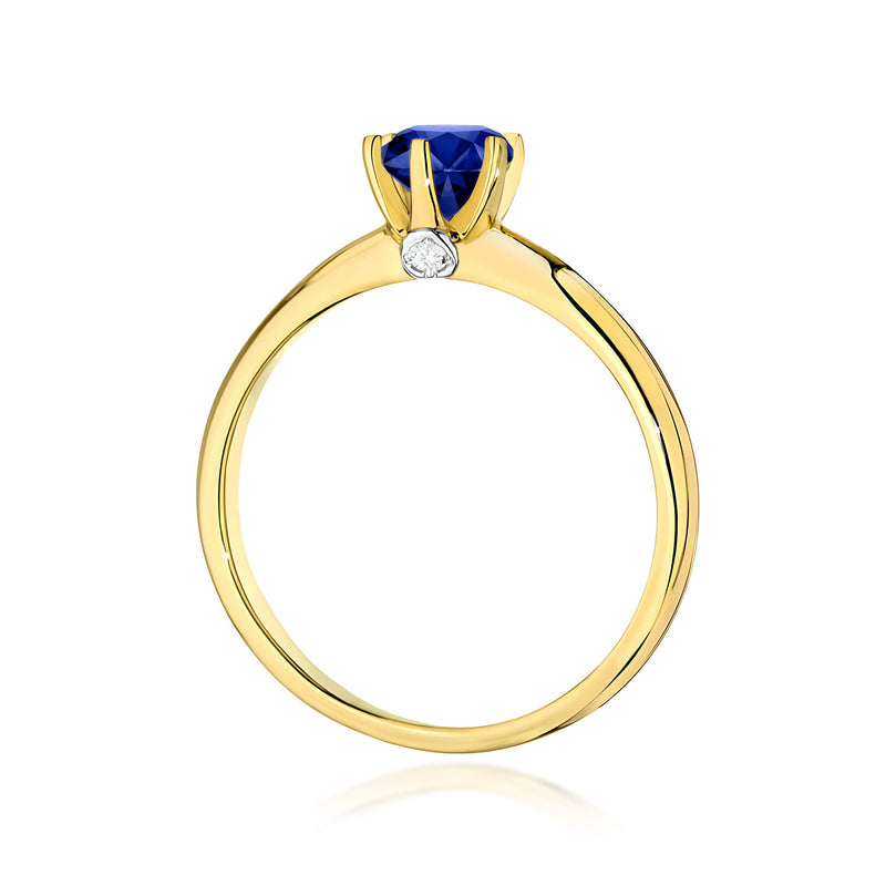 Inel Aur 9K cu Safir 0.50 ct si Diamante Naturale 0.04 ct, imaginea 3 din 8
