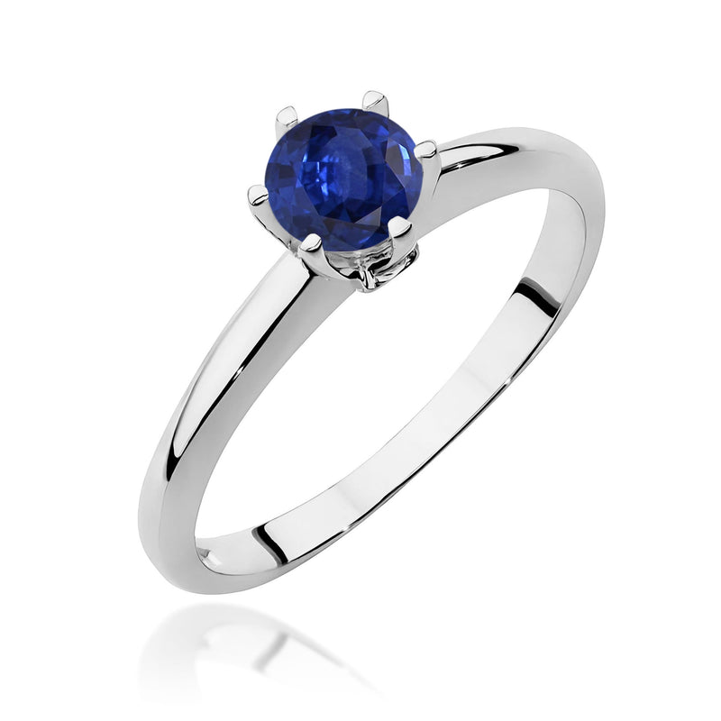 Inel Aur 9K cu Safir 0.50 ct si Diamante Naturale 0.04 ct, imaginea 5 din 8