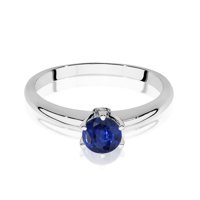Inel Aur 9K cu Safir 0.50 ct si Diamante Naturale 0.04 ct, imaginea 6 din 8