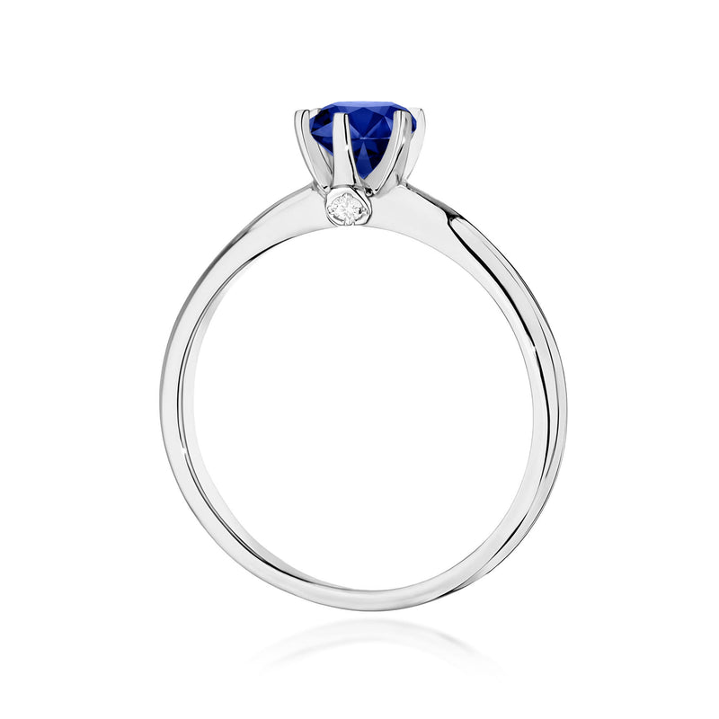 Inel Aur 9K cu Safir 0.50 ct si Diamante Naturale 0.04 ct, imaginea 7 din 8