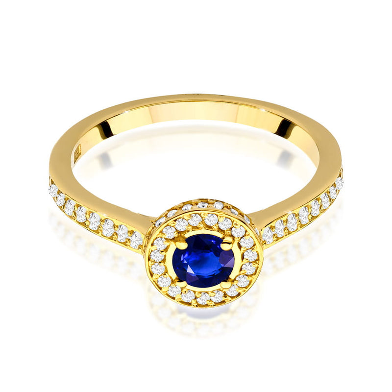 Inel Aur 9K cu Safir 0.30 ct si Diamante Naturale 0.34 ct, imaginea 2 din 7