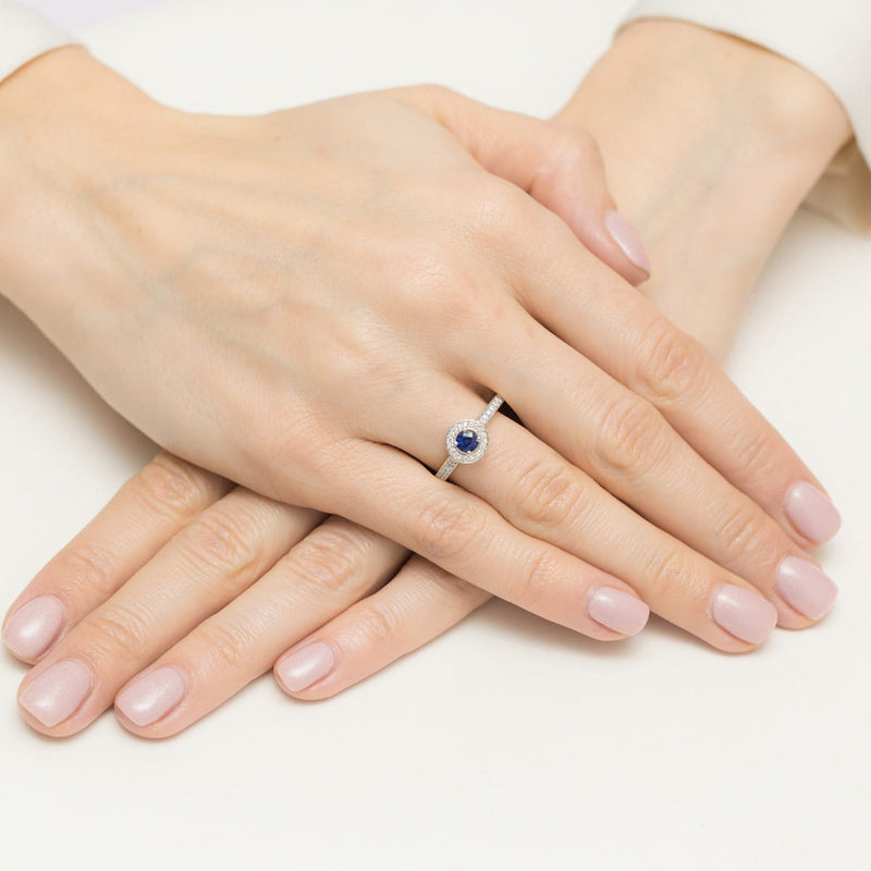 Inel Aur 9K cu Safir 0.30 ct si Diamante Naturale 0.34 ct, imaginea 4 din 7
