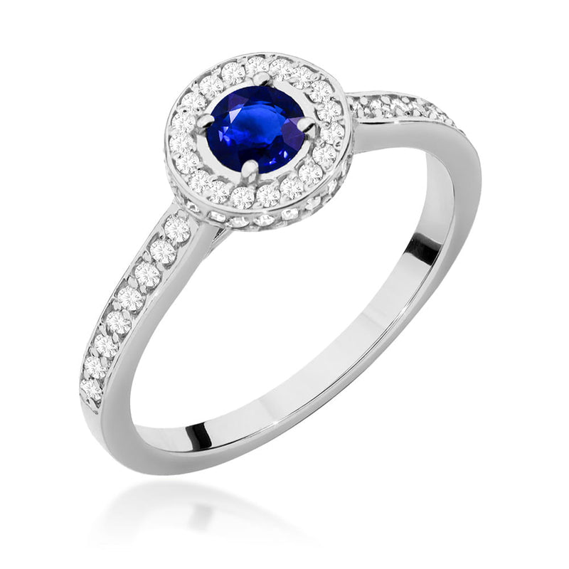 Inel Aur 9K cu Safir 0.30 ct si Diamante Naturale 0.34 ct, imaginea 5 din 7