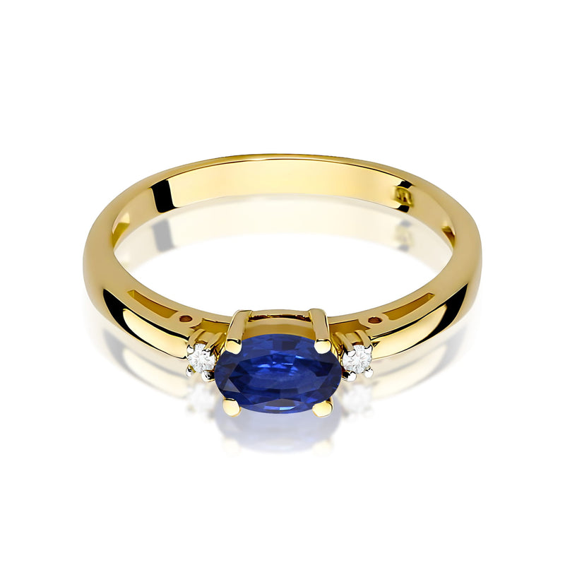 Inel Aur 9K cu Safir 0.70 ct si Diamante Naturale 0.03 ct, imaginea 2 din 8