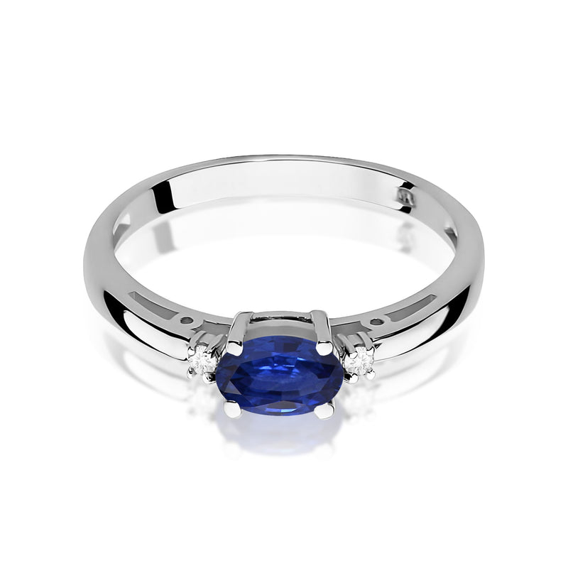 Inel Aur 9K cu Safir 0.70 ct si Diamante Naturale 0.03 ct, imaginea 6 din 8