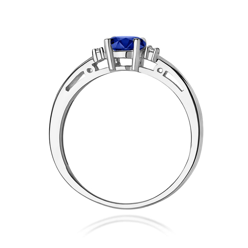 Inel Aur 9K cu Safir 0.70 ct si Diamante Naturale 0.03 ct, imaginea 7 din 8