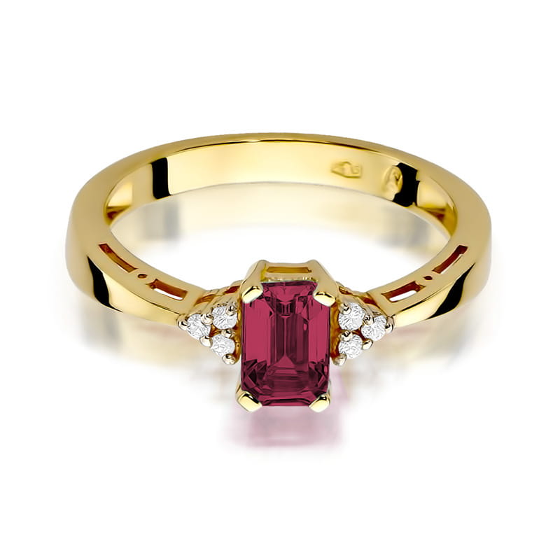 Inel Aur 9K cu Rubin 0.80 ct si Diamante Naturale 0.03 ct, imaginea 2 din 8