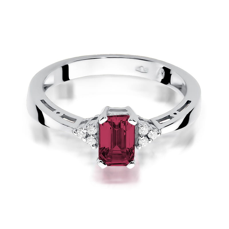Inel Aur 9K cu Rubin 0.80 ct si Diamante Naturale 0.03 ct, imaginea 6 din 8