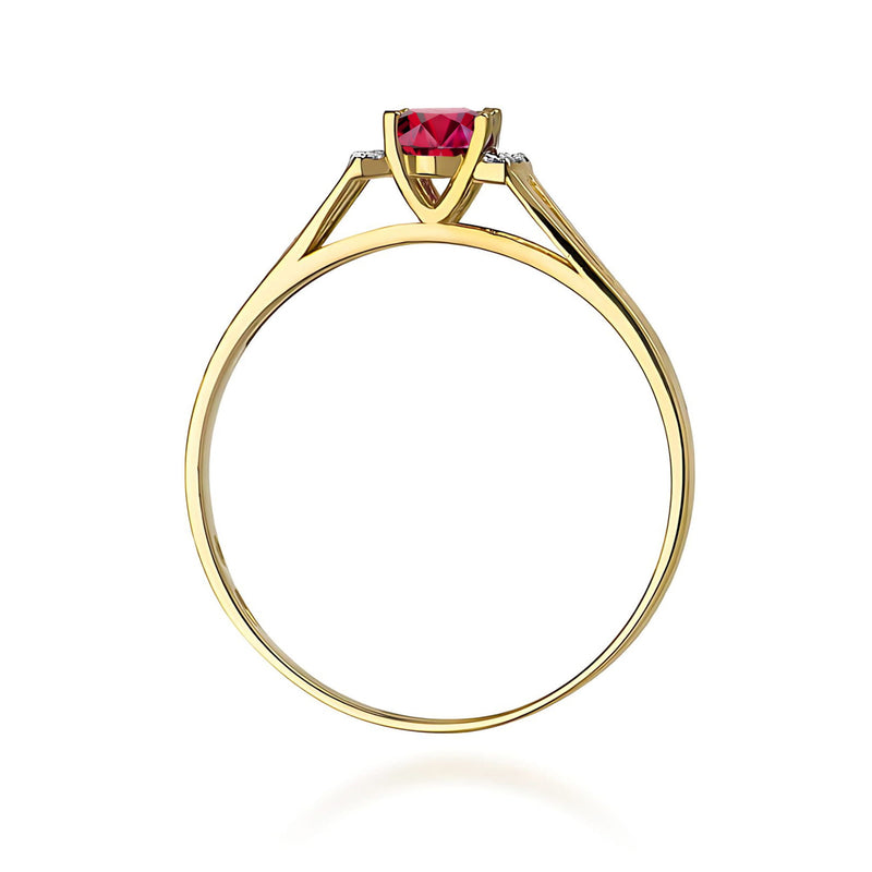 Inel Aur 9K cu Rubin 0.60 ct si Diamante Naturale 0.05 ct, imaginea 3 din 8