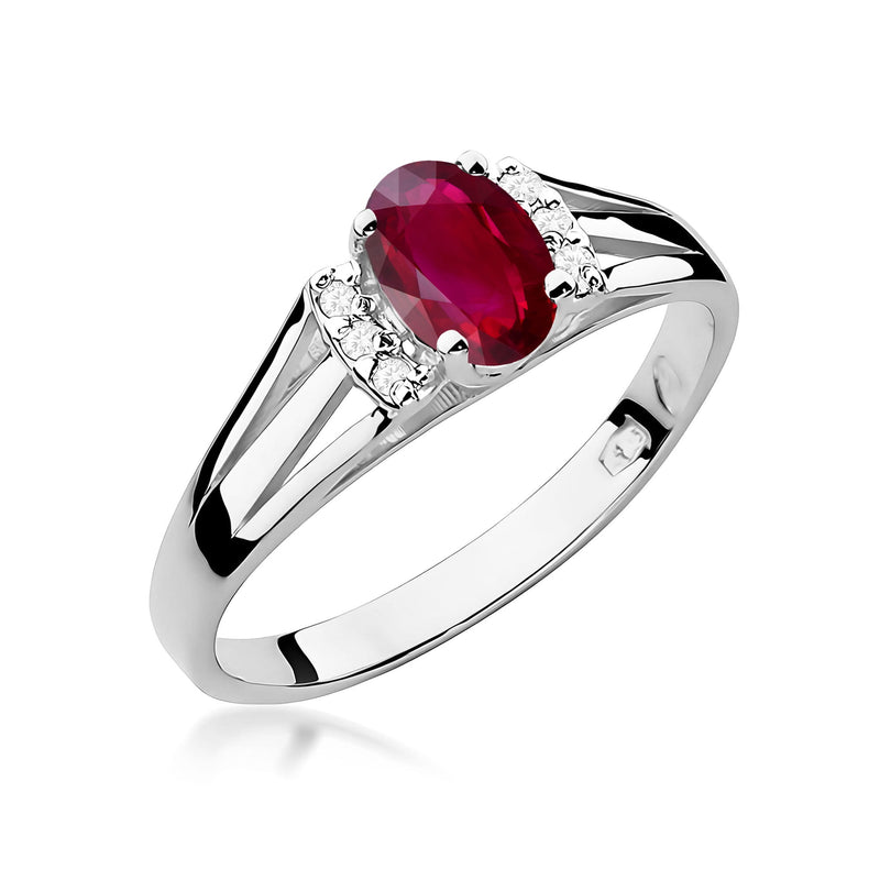 Inel Aur 9K cu Rubin 0.60 ct si Diamante Naturale 0.05 ct, imaginea 5 din 8