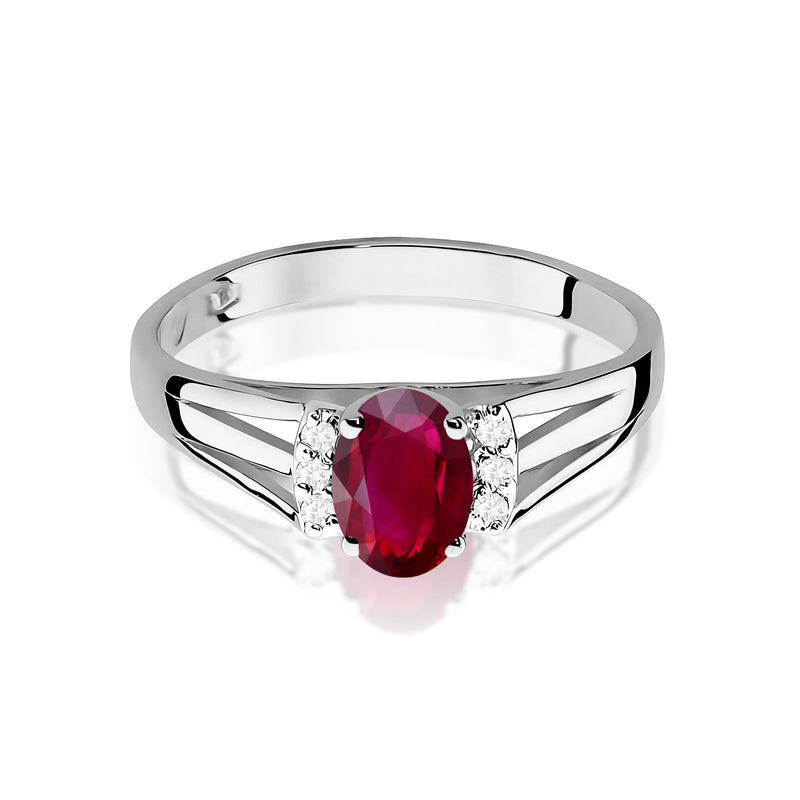 Inel Aur 9K cu Rubin 0.60 ct si Diamante Naturale 0.05 ct, imaginea 6 din 8