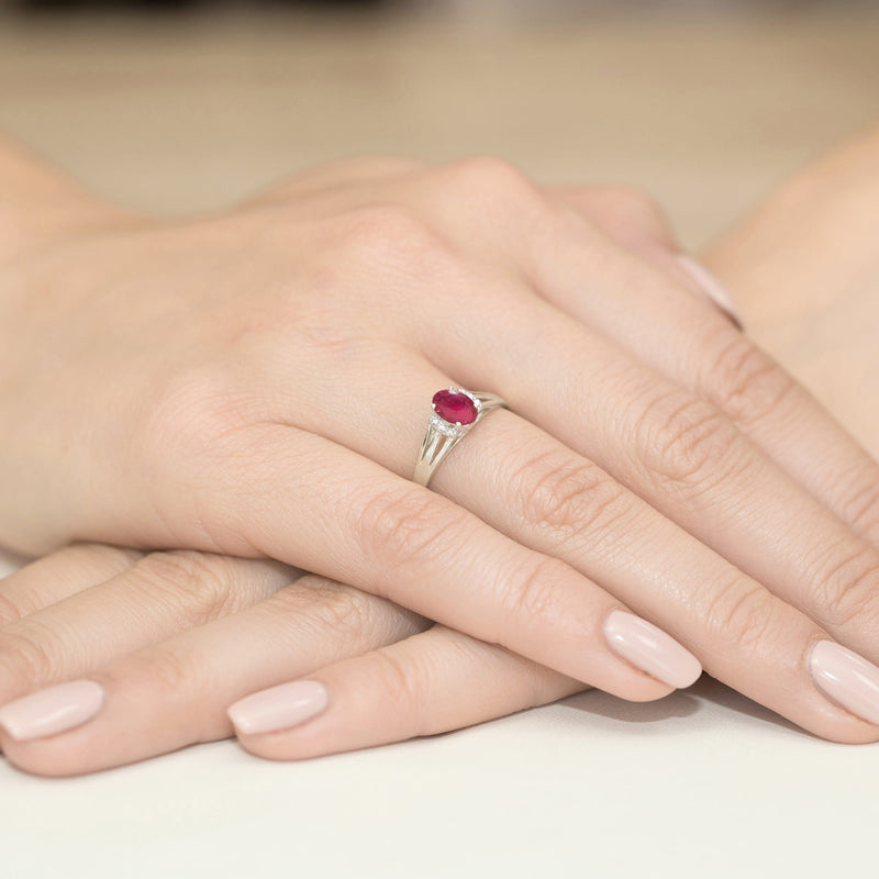Inel Aur 9K cu Rubin 0.60 ct si Diamante Naturale 0.05 ct, imaginea 8 din 8