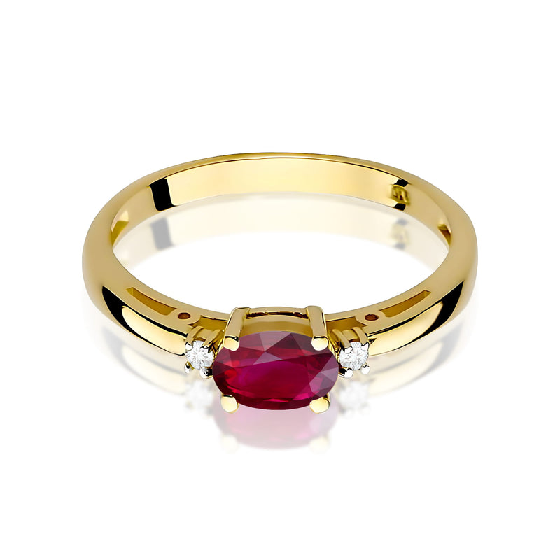 Inel Aur 9K cu Rubin 0.60 ct si Diamante Naturale 0.03 ct, imaginea 2 din 8