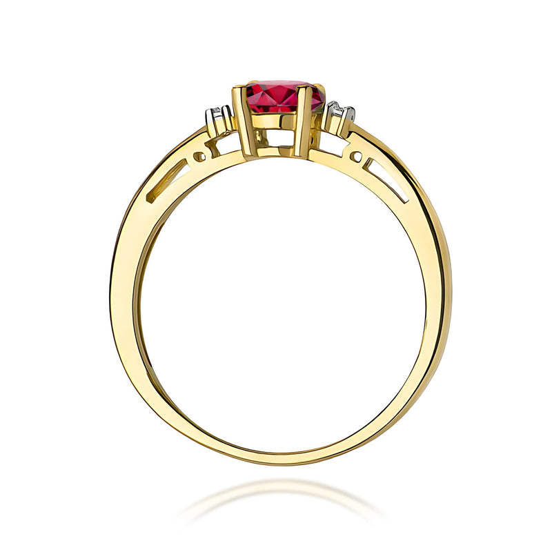 Inel Aur 9K cu Rubin 0.60 ct si Diamante Naturale 0.03 ct, imaginea 3 din 8