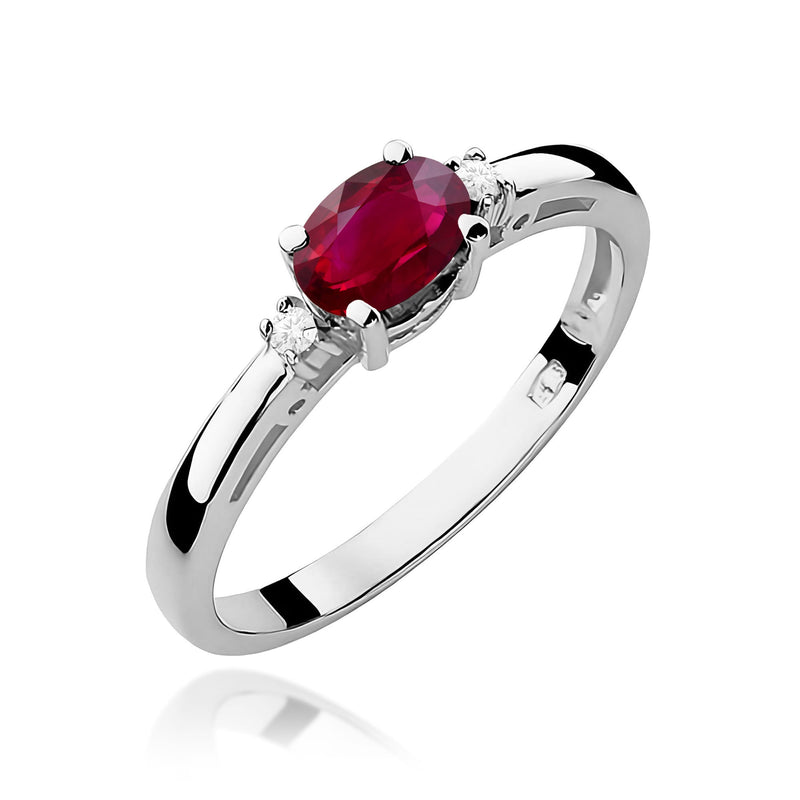 Inel Aur 9K cu Rubin 0.60 ct si Diamante Naturale 0.03 ct, imaginea 5 din 8