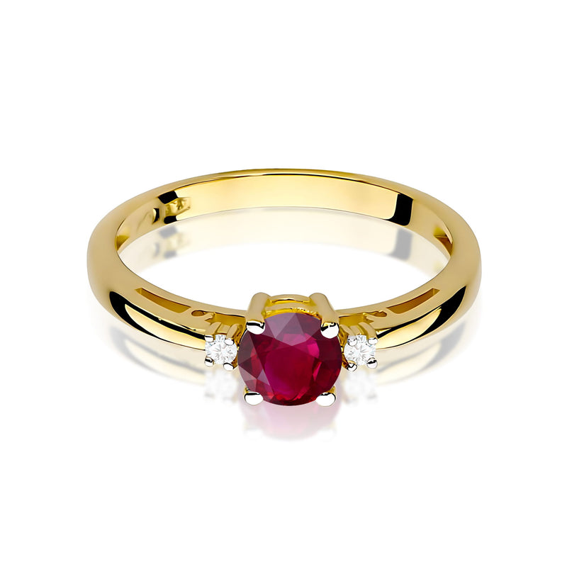 Inel Aur 9K cu Rubin 0.60 ct si Diamante Naturale 0.03 ct, imaginea 2 din 8