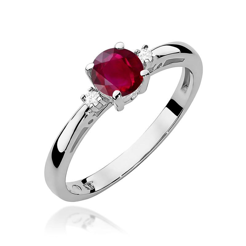 Inel Aur 9K cu Rubin 0.60 ct si Diamante Naturale 0.03 ct, imaginea 5 din 8