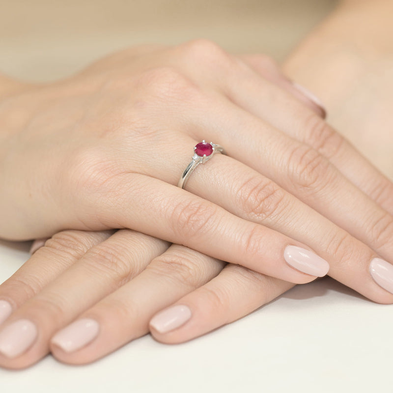 Inel Aur 9K cu Rubin 0.60 ct si Diamante Naturale 0.03 ct, imaginea 8 din 8