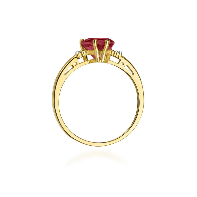 Inel Aur 9K cu Rubin 1.70 ct si Diamante Naturale 0.03 ct, imaginea 3 din 8