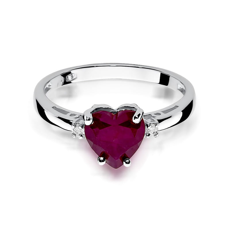 Inel Aur 9K cu Rubin 1.70 ct si Diamante Naturale 0.03 ct, imaginea 6 din 8
