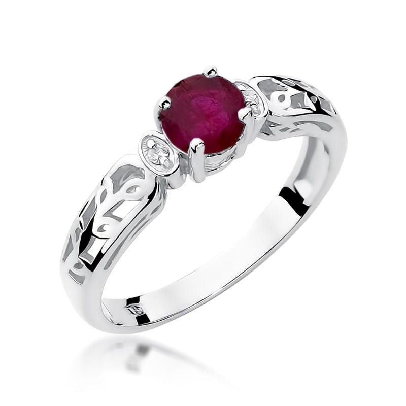 Inel Aur 9K cu Rubin 0.60 ct si Diamante Naturale 0.02 ct, imaginea 5 din 8