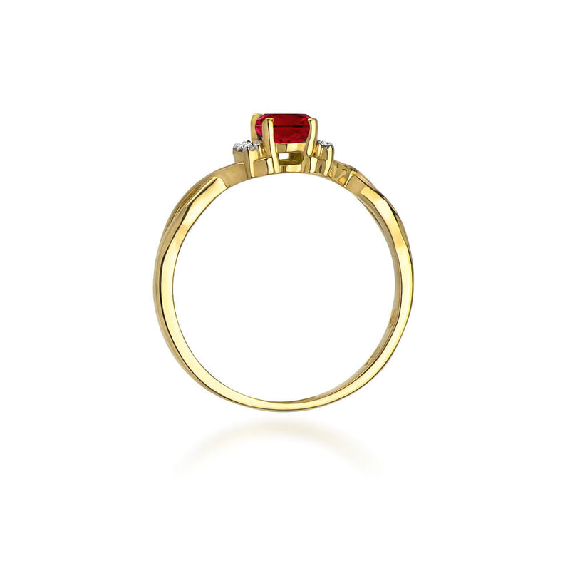 Inel Aur 9K cu Rubin 0.60 ct si Diamante Naturale 0.05 ct, imaginea 3 din 8