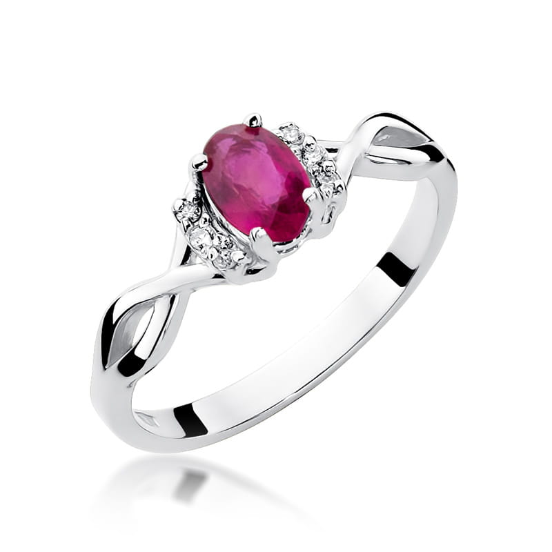 Inel Aur 9K cu Rubin 0.60 ct si Diamante Naturale 0.05 ct, imaginea 5 din 8