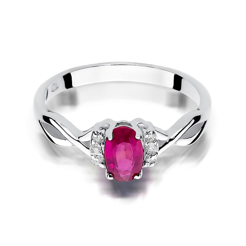 Inel Aur 9K cu Rubin 0.60 ct si Diamante Naturale 0.05 ct, imaginea 6 din 8