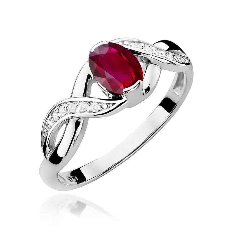 Inel Aur 9K cu Rubin 0.60 ct si Diamante Naturale 0.05 ct, imaginea 5 din 8