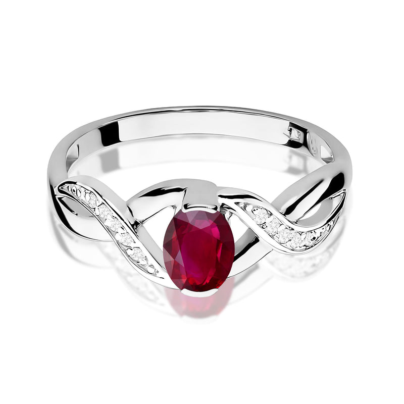 Inel Aur 9K cu Rubin 0.60 ct si Diamante Naturale 0.05 ct, imaginea 6 din 8