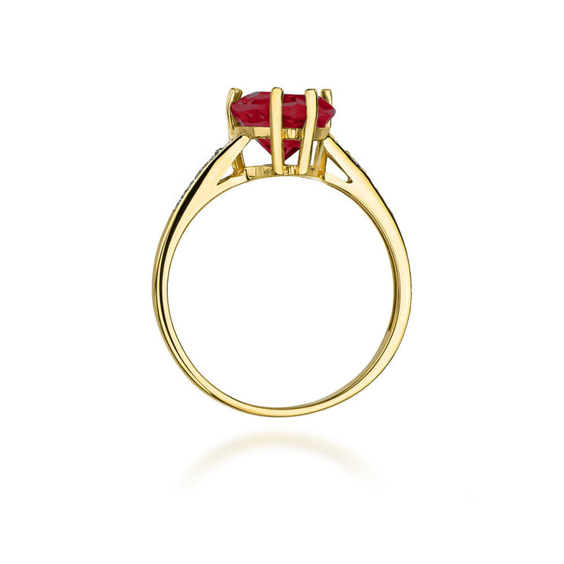 Inel Aur 9K cu Rubin 1.70 ct si Diamante Naturale 0.04 ct, imaginea 3 din 8