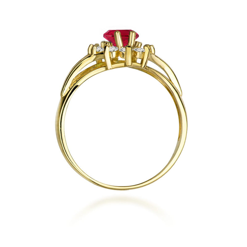 Inel Aur 9K cu Rubin 1.00 ct si Diamante Naturale 0.30 ct, imaginea 3 din 8