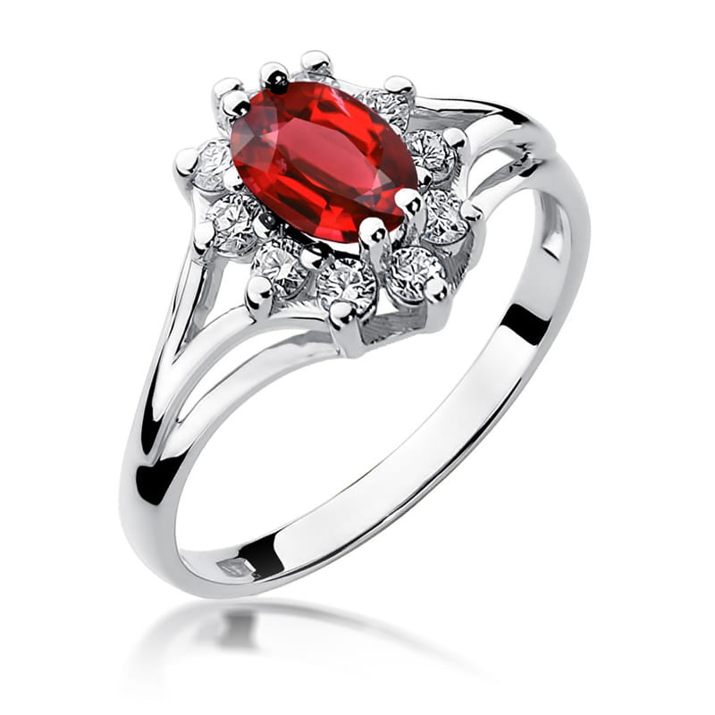 Inel Aur 9K cu Rubin 1.00 ct si Diamante Naturale 0.30 ct, imaginea 5 din 8