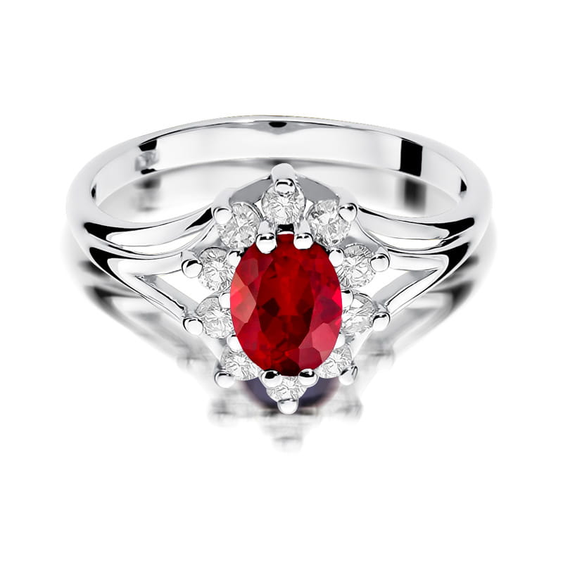Inel Aur 9K cu Rubin 1.00 ct si Diamante Naturale 0.30 ct, imaginea 6 din 8