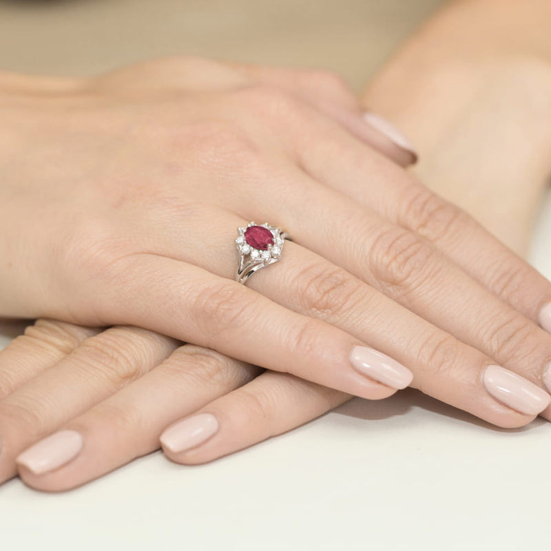 Inel Aur 9K cu Rubin 1.00 ct si Diamante Naturale 0.30 ct, imaginea 8 din 8