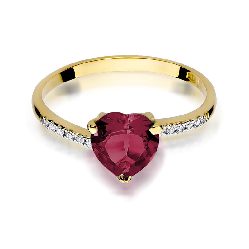 Inel Aur 9K cu Rubin 1.70 ct si Diamante Naturale 0.06 ct, imaginea 2 din 8