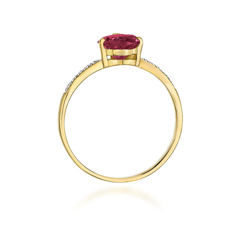 Inel Aur 9K cu Rubin 1.70 ct si Diamante Naturale 0.06 ct, imaginea 3 din 8