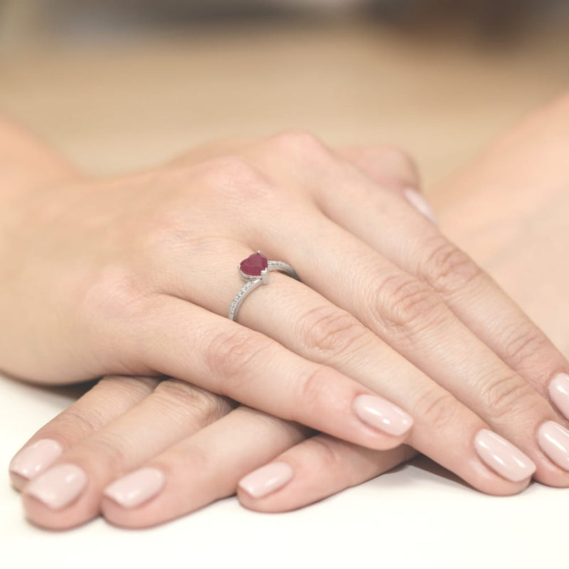 Inel Aur 9K cu Rubin 1.70 ct si Diamante Naturale 0.06 ct, imaginea 8 din 8