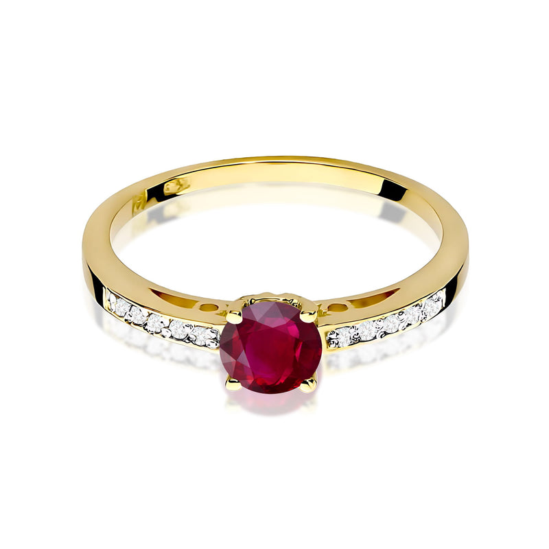 Inel Aur 9K cu Rubin 0.60 ct si Diamante Naturale 0.05 ct, imaginea 2 din 8