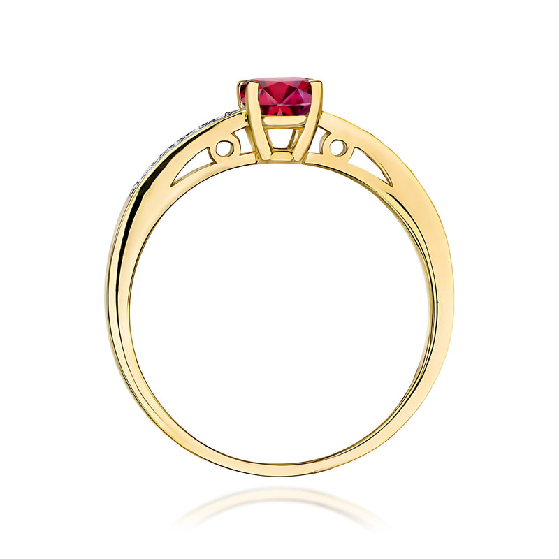 Inel Aur 9K cu Rubin 0.60 ct si Diamante Naturale 0.05 ct, imaginea 3 din 8