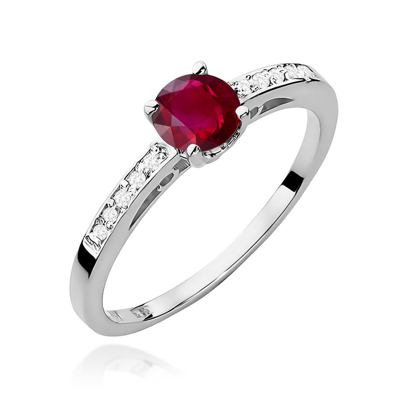 Inel Aur 9K cu Rubin 0.60 ct si Diamante Naturale 0.05 ct, imaginea 5 din 8
