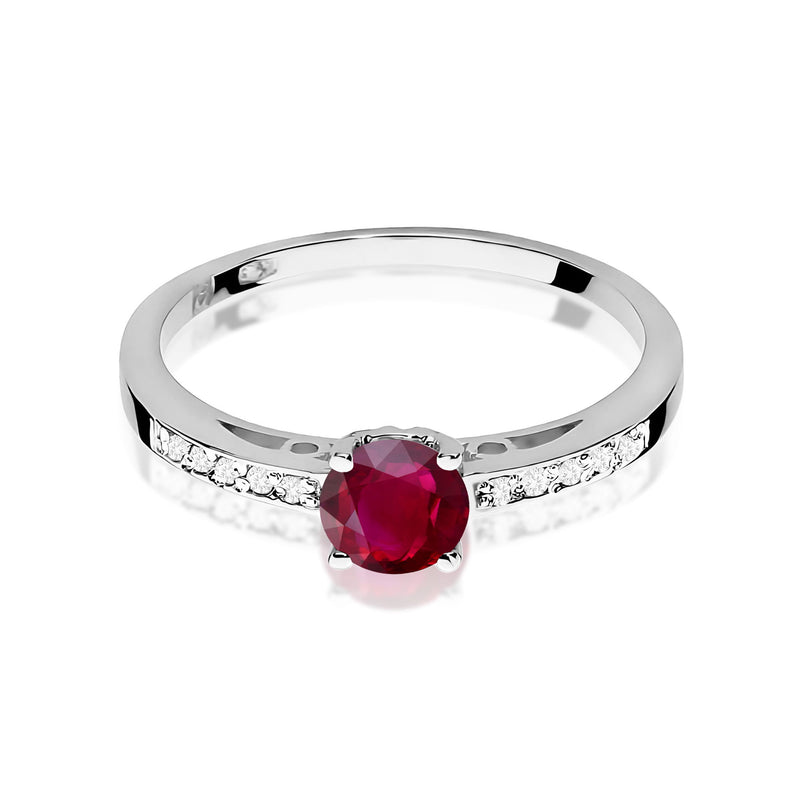 Inel Aur 9K cu Rubin 0.60 ct si Diamante Naturale 0.05 ct, imaginea 6 din 8