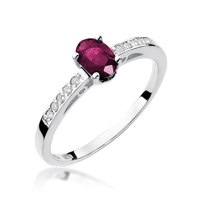 Inel Aur 9K cu Rubin 0.60 ct si Diamante Naturale 0.05 ct, imaginea 4 din 6