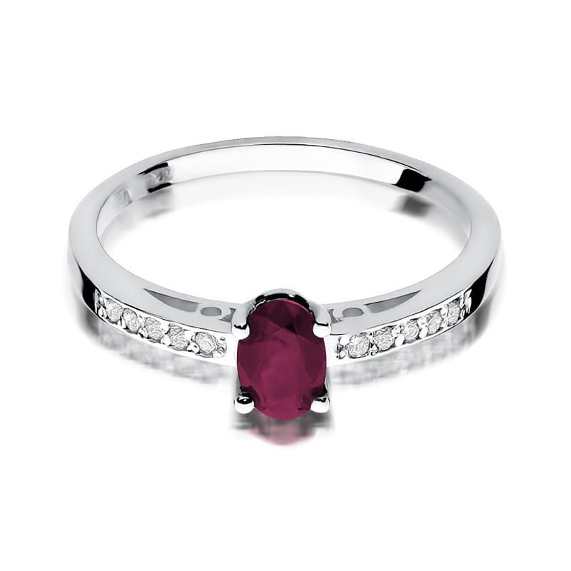 Inel Aur 9K cu Rubin 0.60 ct si Diamante Naturale 0.05 ct, imaginea 5 din 6